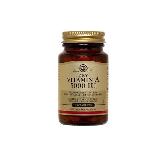 Vitamina A Dry 5000 UI, 100 tablete, Solgar