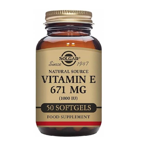 Vitamina E din surse naturale, 671 mg 1000 UI, 50 capsule, Solgar