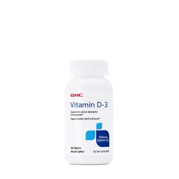Vitamina D3 125 mcg, 5000 UI, 180 comprimate, GNC