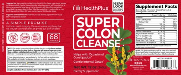 Health Plus® Super Colon Cleanse®, Super Formula Pentru Curatarea Colonului, 340 g