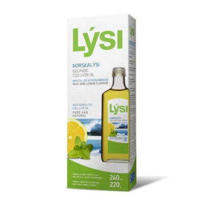 Ulei de ficat de cod cu aromă de lămâie și mentă, 240 ml, Lysi