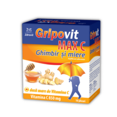 Gripovit Max C ghimbir și miere, 10 plicuri, Zdrovit