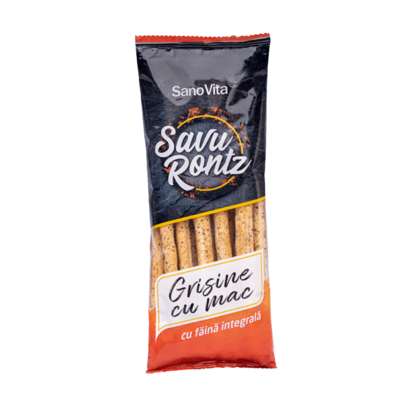 Grisine cu mac și făină integrală, 50 g, Sanovita