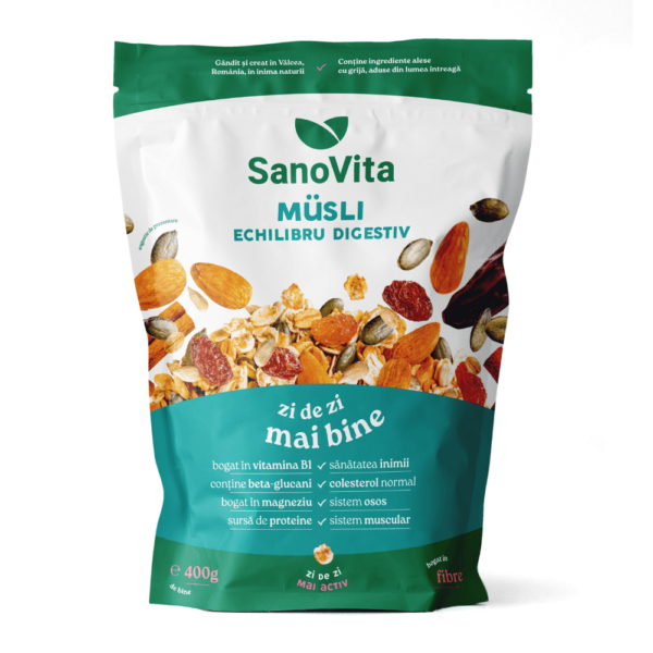 Musli pentru echilibru digestiv, 400 g, Sanovita