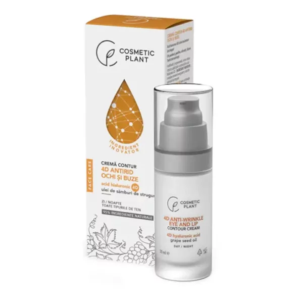 Cremă antirid contur ochi și buze 4D, 30ml, Cosmetic Plant