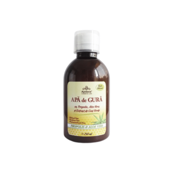 Apa de gură cu propolis, aloe vera și extract de ceai verde, 250 ml, Apidava