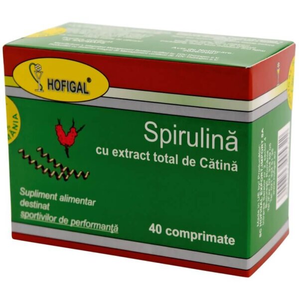 Spirulina 500mg cu extract total de cătină, 40 tablete, Hofigal