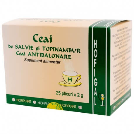 Ceai antibalonare din salvie și topinambur, 25 plicuri, Hofigal