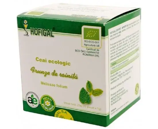 Ceai ecologic de roiniță frunze, 1grX25dz, Hofigal