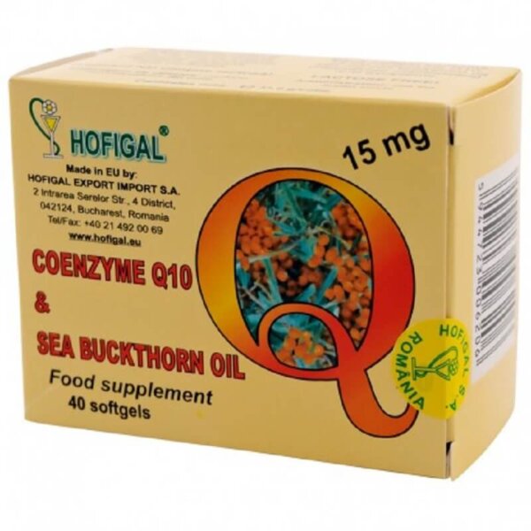 Coenzima Q10 15 mg în ulei de cătină, 40 capsule, Hofigal