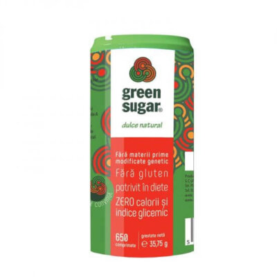 Indulcitor natural cu extract de stevie Green Sugar, 650 tablete, Remedia Laboratories