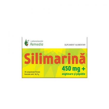 Silimarină, 450 mg, 30 comprimate filmate, Remedia