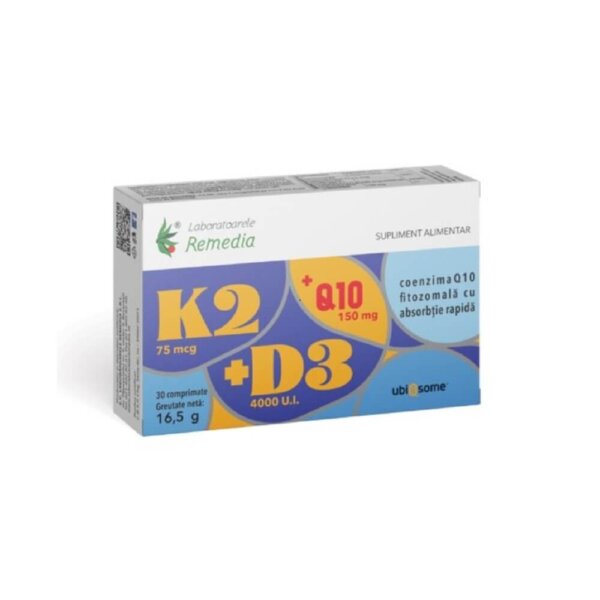 K2+D3+Q10 Ubiqsome, 30 tablete, Remedia