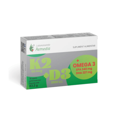 K2+D3+Omega 3, 30 tablete, Remedia