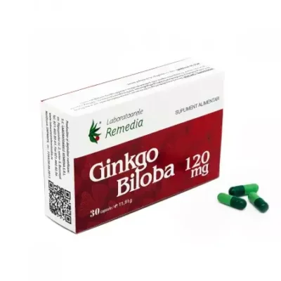 Ginkgo Biloba, 120 mg, 30 capsule, Remedia