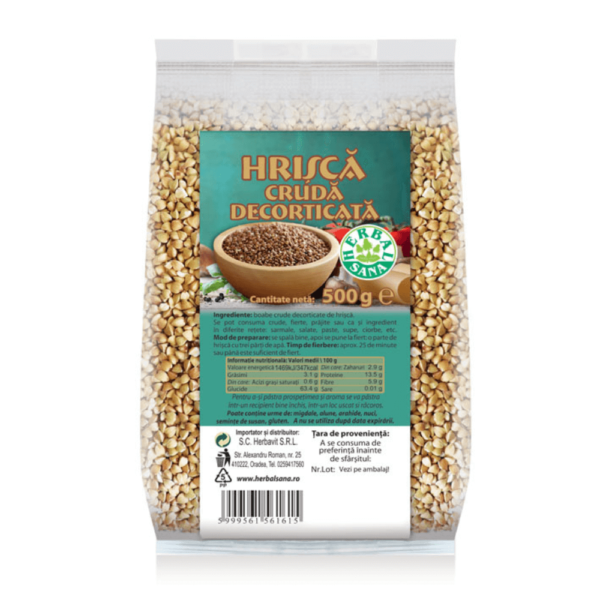 Hrișcă crudă decojită, 500 g, Herbal Sana