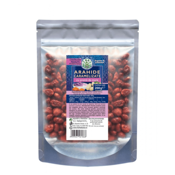 Arahide caramelizate cu aromă de mure, 200 g, Herbal Sana