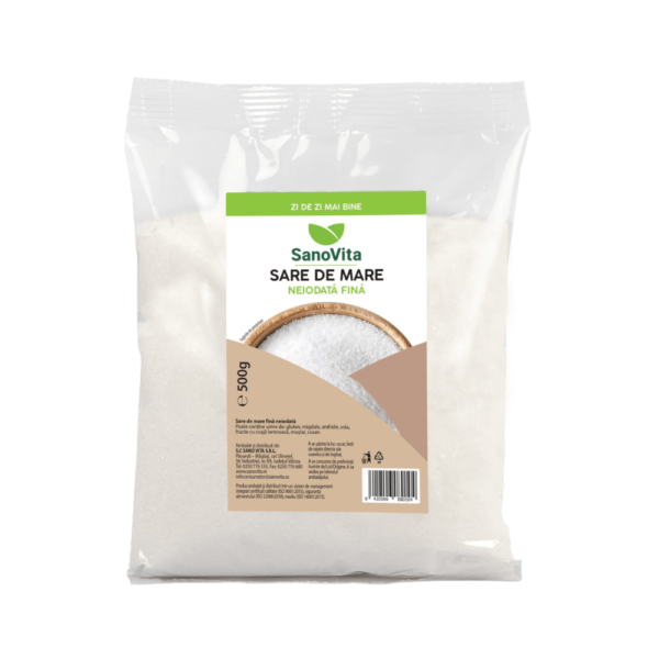 Sare de mare fină neiodată, 500 g, Sanovita