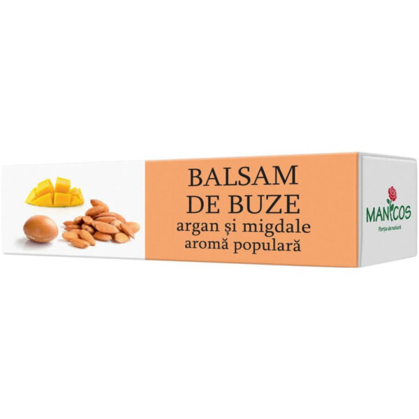 Balsam de buze cu ulei de argan, migdale dulci și aromă populară, 4,8 g, Manicos