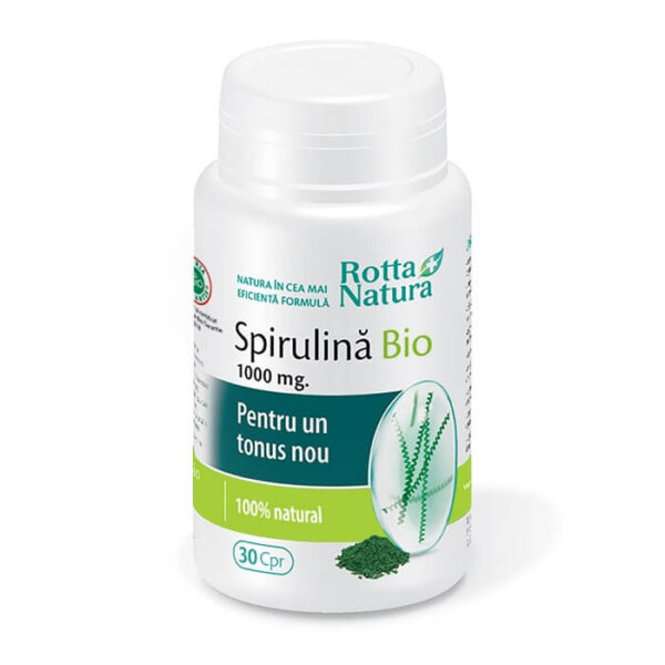 Spirulină organică, 1000 mg, 30 capsule, Rotta Natura