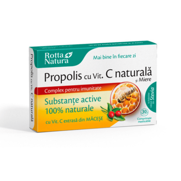 Propolis cu vitamina c și miere, 30 tablete, Rotta Natura