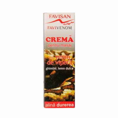 Cremă de masaj cu venin de viperă, ghimbir și lemn dulce, 50 ml, Favisan