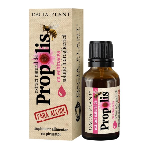 Extract natural de propolis cu echinaceea fără alcool, 20 ml
