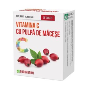 Vitamina C cu pulpă de măceșe, 30 tablete, Parapharm