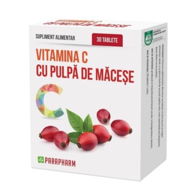 Vitamina C cu pulpă de măceșe, 30 tablete, Parapharm