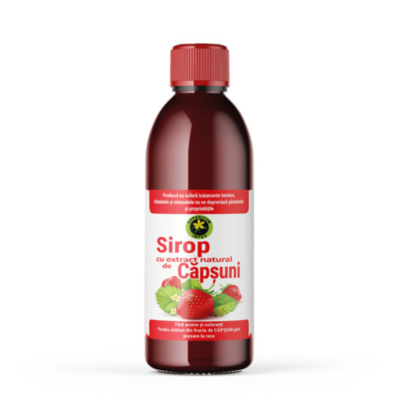 Sirop de căpșuni cu zahăr, 50 ml, sunătoare
