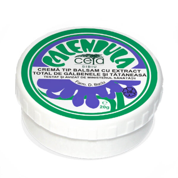 Cremă tip balsam cu extract total de gălbenele și tătăneasă, 20 g, Ceta