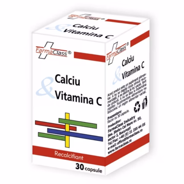 Calciu și Vitamina C, 30 capsule, Farmaclass