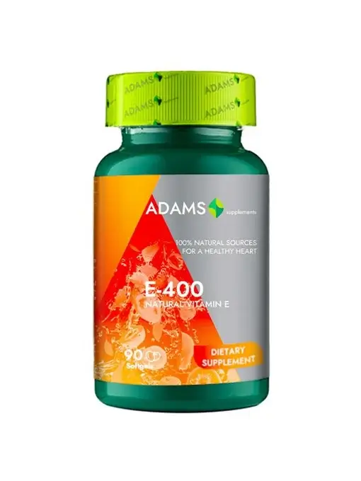 ​Vitamina E 400 Naturală, 90 capsule, Adams Supplements