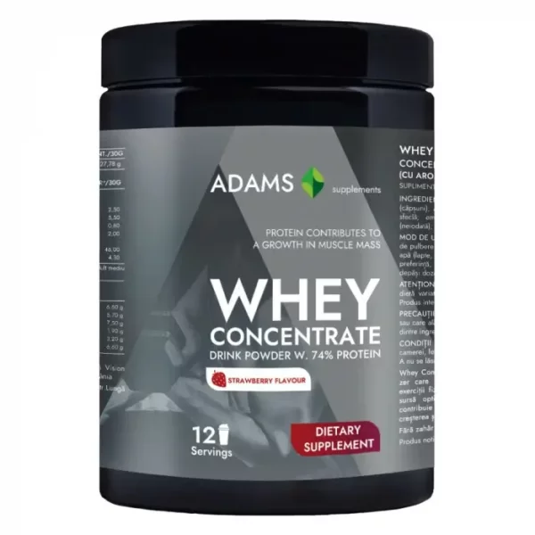 Concentrat proteic din zer, căpșuni, 360g, Adams Supplements