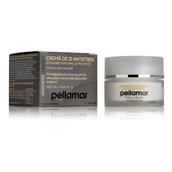 Cremă de zi antistres pentru ten sensibil cu SPF 28+ Advanced Concept, 50 ml, Pellamar