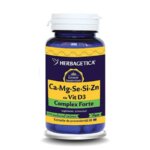 Ca, Mg, Se, Si și Zn cu vit D3 complex forte, 60 capsule, Herbagetica