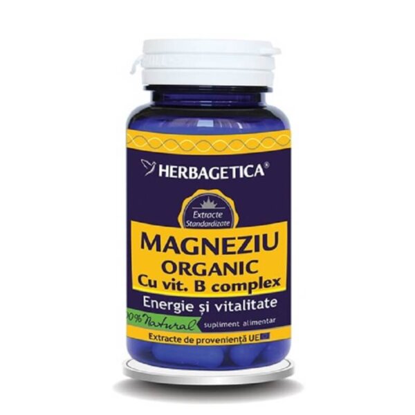 Magneziu organic cu complex de vitamine B, 60 capsule, Herbagetica