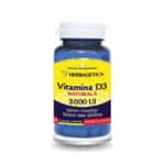 Vitamina D3 Naturală 3000 UI, 60 capsule, Herbagetica