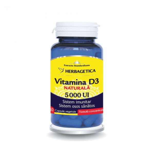 Vitamina D3 Naturală 5000 UI, 30 capsule, Herbagetica