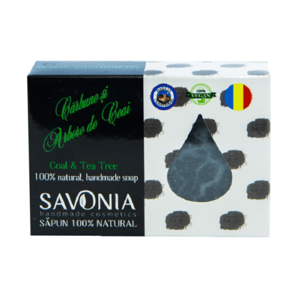 Săpun cu cărbune și arbore de ceai, 90g, Savonia