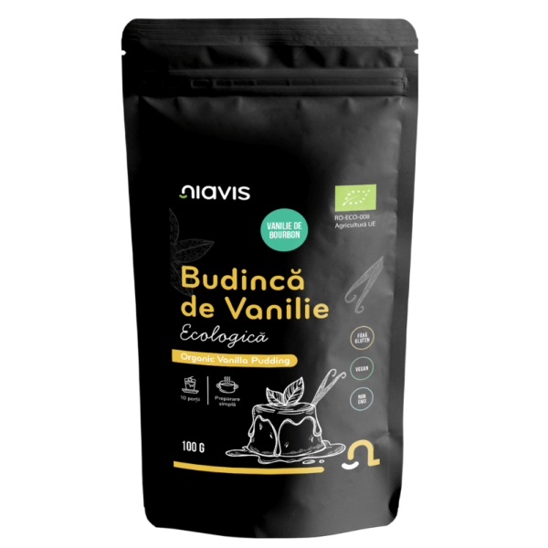 Budincă de vanilie organică fără gluten, 100 g, Niavis