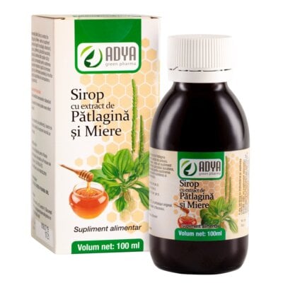 Sirop de pătlagină cu miere, 100 ml, Adya Green Pharma