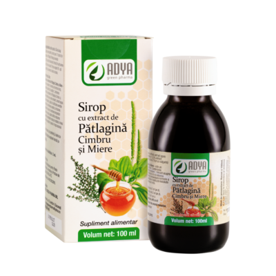 Sirop cu extract de pătlagină, cimbru și miere, 100 ml, Adya Green Pharma