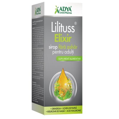 Lilituss Elixir sirop pentru adulti fara zahar, 180 ml, Adya Green Pharma
