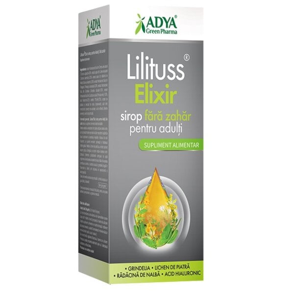 Lilituss Elixir sirop pentru adulti fara zahar, 180 ml, Adya Green Pharma