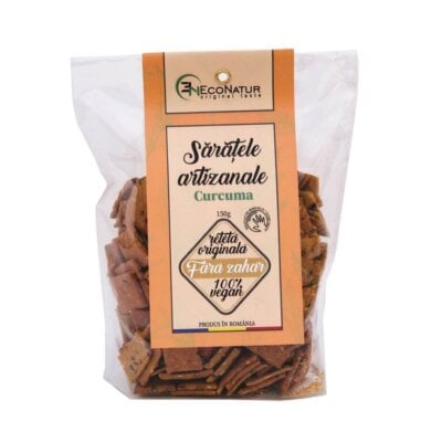 Sărățele artizanale, vegane cu curcuma, 150g, Econatur