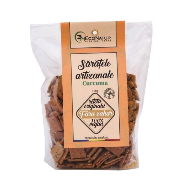 Sărățele artizanale, vegane cu curcuma, 150g, Econatur