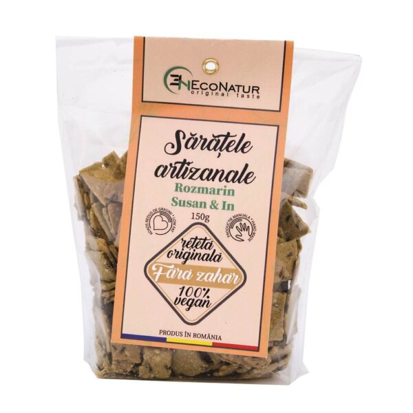 Sărățele artizanale, vegane cu rozmarin, 150g, Econatur