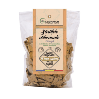 Sărățele artizanale vegane, cu ceapă și in, 150g, Econatur