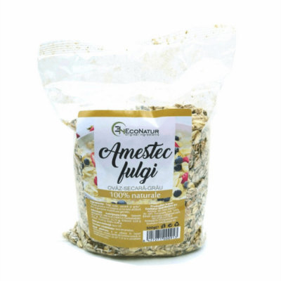 Amestec de fulgi de ovăz, secară și grâu, 500 g, Econatur